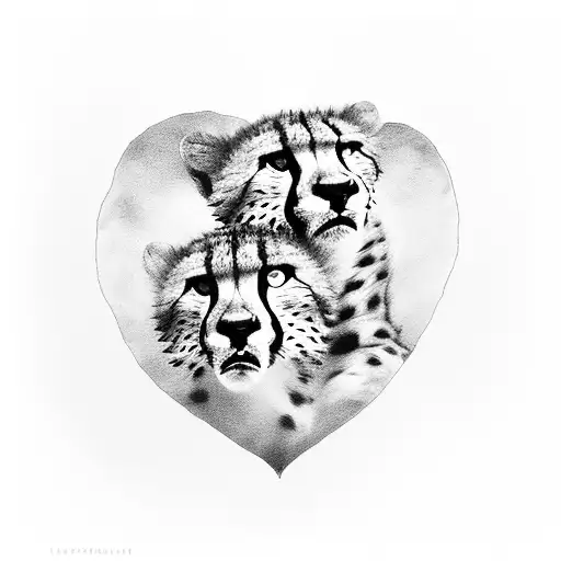 Two cheetahs in love encased in a heart tattoo design idea