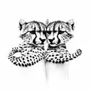 Two cheetahs in love encased in a heart tattoo design idea