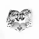 Two cheetahs in love encased in a heart tattoo design idea