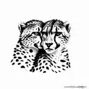 Two cheetahs in love tattoo design idea