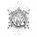 camping fire tattoo design idea