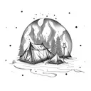 camping fire tattoo design idea