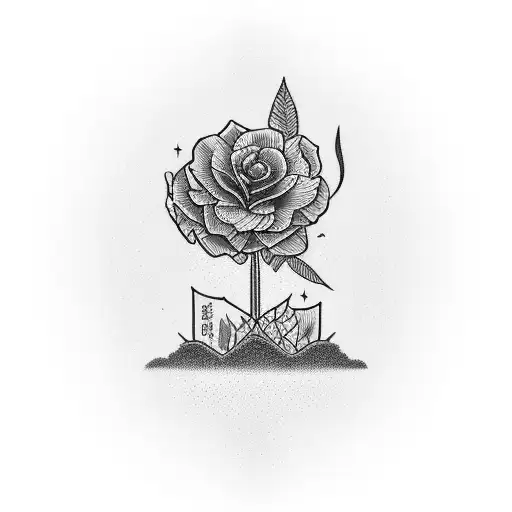 a flower growing to tend side with words that say "growing sideways" tattoo design idea