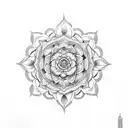 mandala with rose and text "Still I rise" tattoo design idea