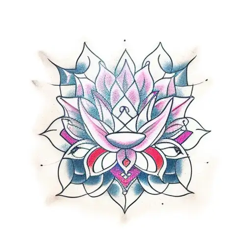 Thai lotus with Sanskrit  tattoo design idea