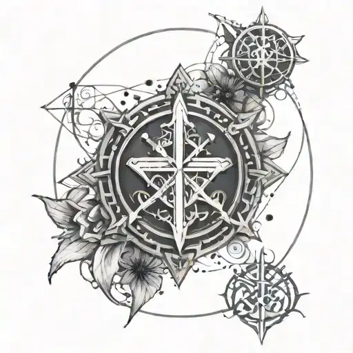 Create a tattoo design that combines Christian symbols with elements of IT technology to reflect your occupation and faith tattoo design idea