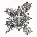 Create a tattoo design that combines Christian symbols with elements of IT technology to reflect your occupation and faith tattoo design idea