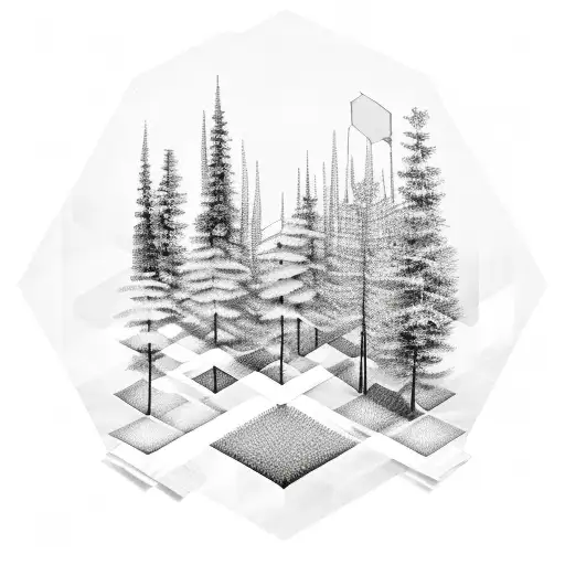 Hexagon with trees  tattoo design idea