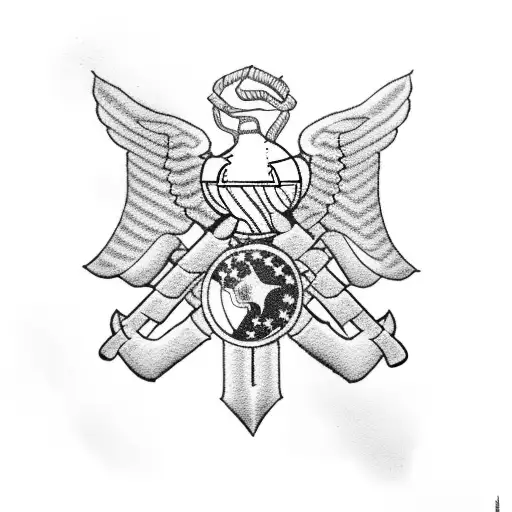 marine corps EGA with American flag tattered tattoo design idea