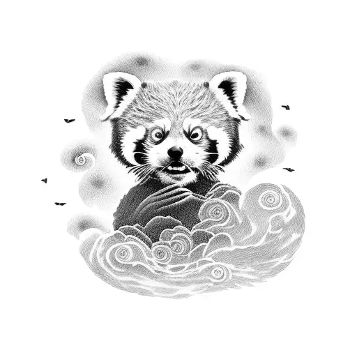 red panda with tail made of clouds tattoo design idea