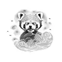 red panda with tail made of clouds tattoo design idea