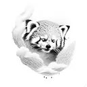 red panda with tail made of clouds tattoo design idea