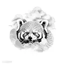 red panda with tail made of clouds tattoo design idea