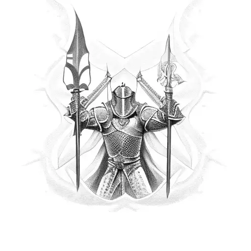 kneeling knight tattoo design idea