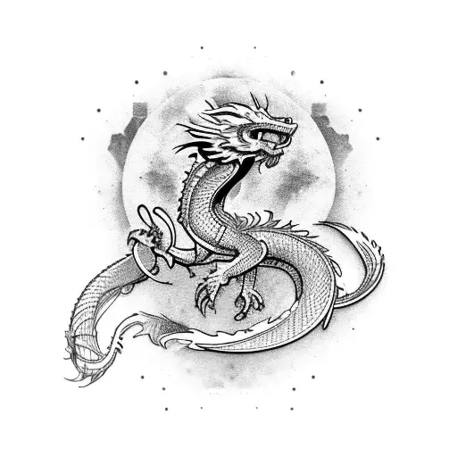 Dragon and phoenix in forearm tattoo design idea