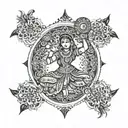 Combine dance poses with kolam motifs for a unique and symbolic tattoo design tattoo design idea