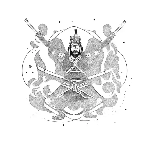 A balance scale held by a samurai warrior tattoo design idea