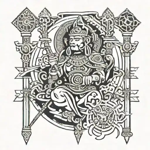 god of wands inca zen geometric tattoo design idea