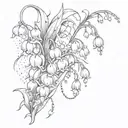 Lily of the valley with stars and jewels einem Wander Stock tattoo design idea