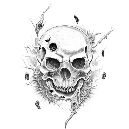 horror, gore, blood, death, space tattoo design idea