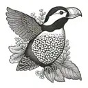 foxglove puffin mountain stamp tattoo design idea