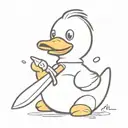 rubber duck with a knife in its mouth and angry but adorable at the same time tattoo design idea