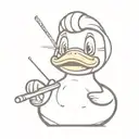 rubber duck with a knife in its mouth and angry but adorable at the same time tattoo design idea