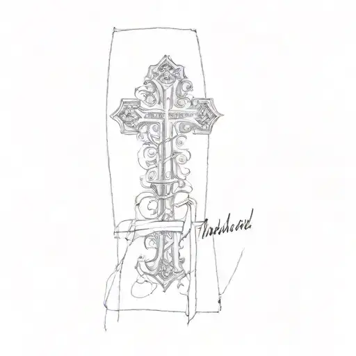 a cross with words on it tattoo design idea