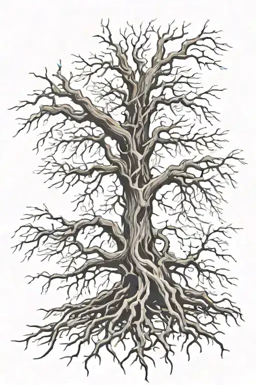 cross as tree roots tattoo design idea
