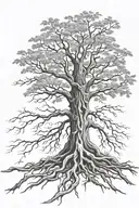 cross as tree roots tattoo design idea