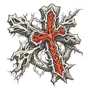 cross made outta tree roots  tattoo design idea