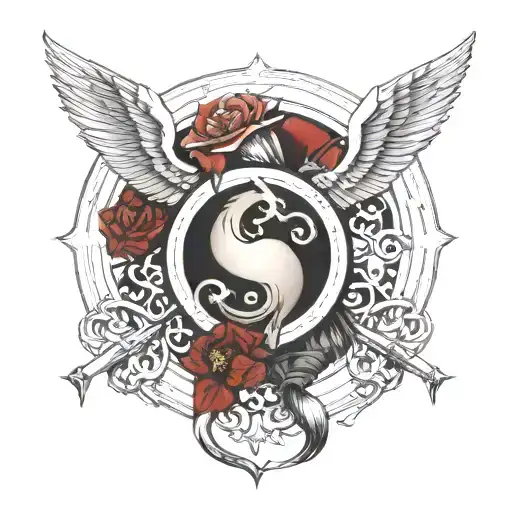 marine Corps emɓlem, suicide awareness,  sigil of Lilith goddess symbol  tattoo design idea