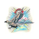 Two Crows and a Bident tattoo design idea