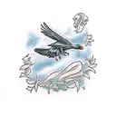 Two Crows and a Bident tattoo design idea