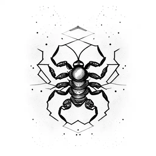 scorpion, stars, magenta tattoo design idea
