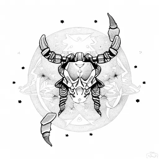 scorpio, stars, magenta tattoo design idea