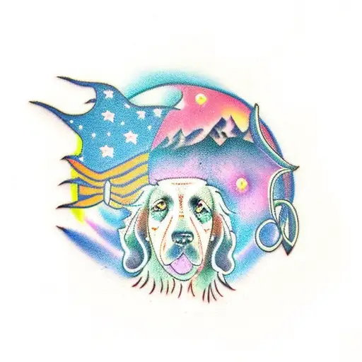 gordon setter, aurora borealis tattoo design idea