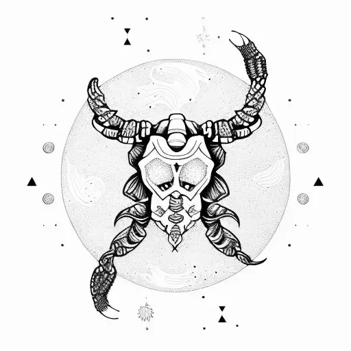 scorpio, stars, magenta tattoo design idea