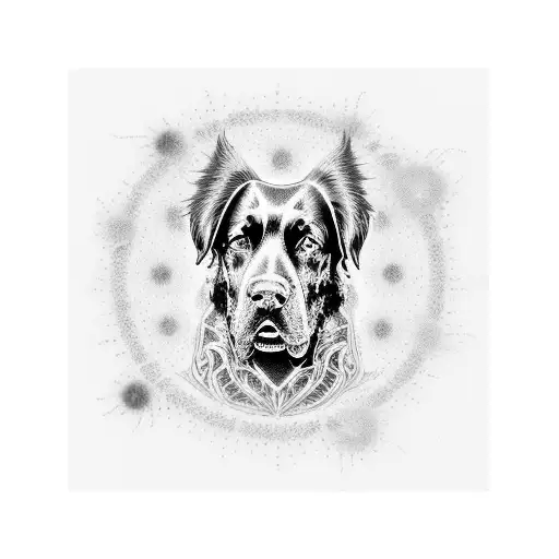 gordon setter, aurora borealis, violet and blue tattoo design idea