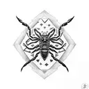 scorpion, stars, magenta tattoo design idea