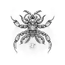 scorpion, stars, magenta tattoo design idea