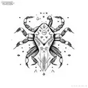 scorpion, stars, magenta tattoo design idea