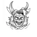 witch skiing, black and white tattoo design idea