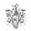fairy, mushrooms, gladiolus tattoo design idea