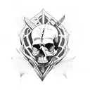 Skull, punk skeleton, knife, leather jacket tattoo design idea