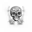 Skull, punk skeleton, knife, leather jacket tattoo design idea