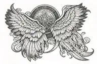 arc angel wing cover up for a roman number  tattoo design idea