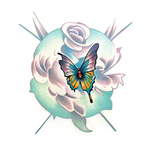 Butterfly cover up tattoo design idea