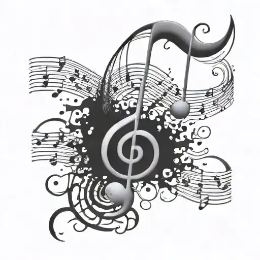 A mathematical formula morphing into a flowing musical staff tattoo design idea