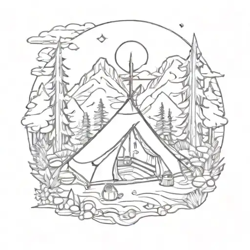 nature camping gaia tattoo design idea